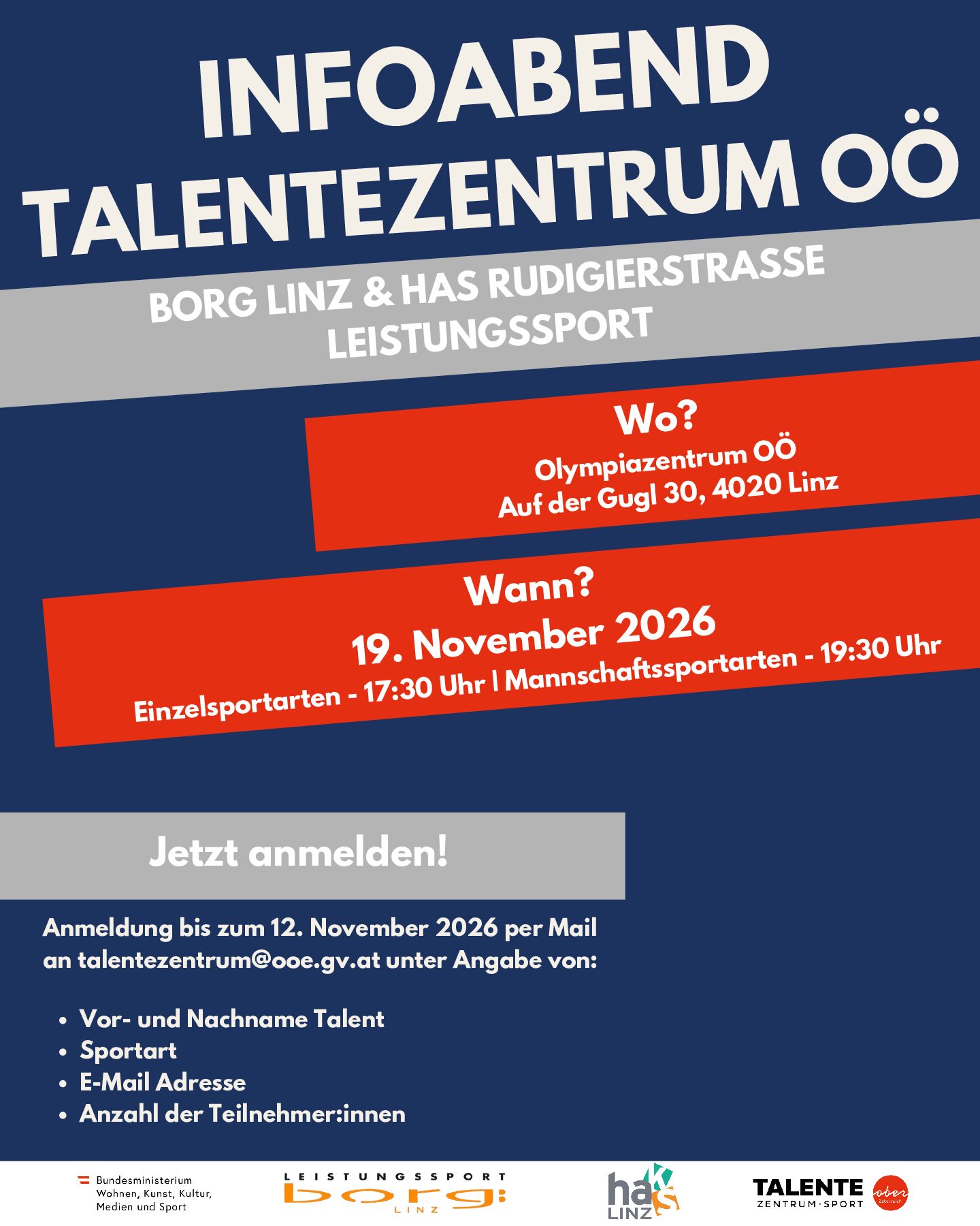 Einladung Infoabend Talentenzentrum OÖ 2026